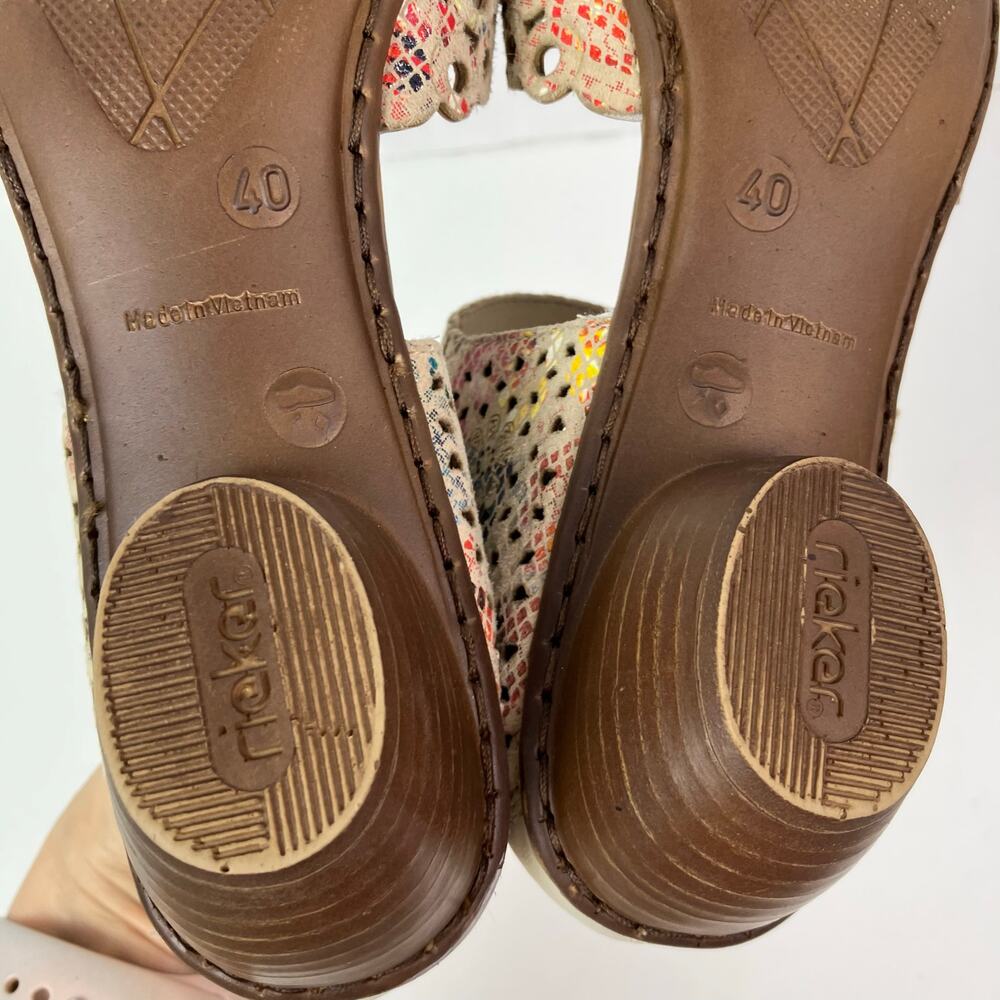 Rieker Sz 40/8.5-9 Miriam Artsy Colorful Laser Cut Soft Leather Mary Jane Shoes - Picture 13 of 16